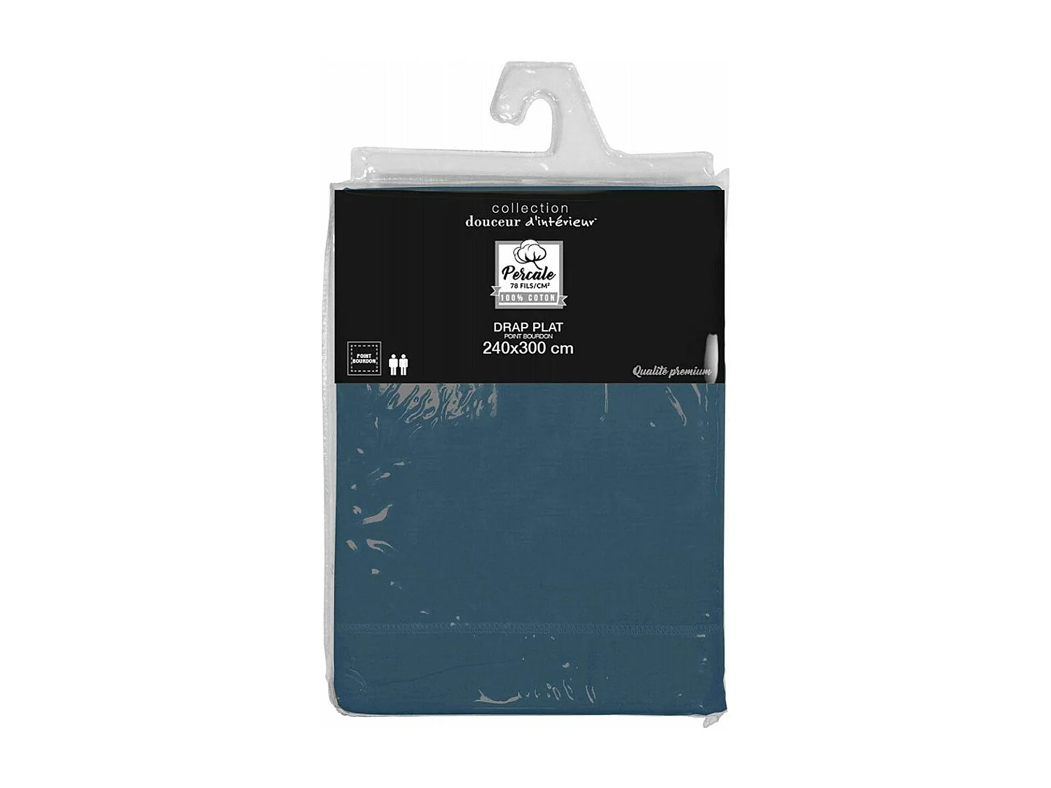 Drap Plat "Percaline" 240x300cm Bleu