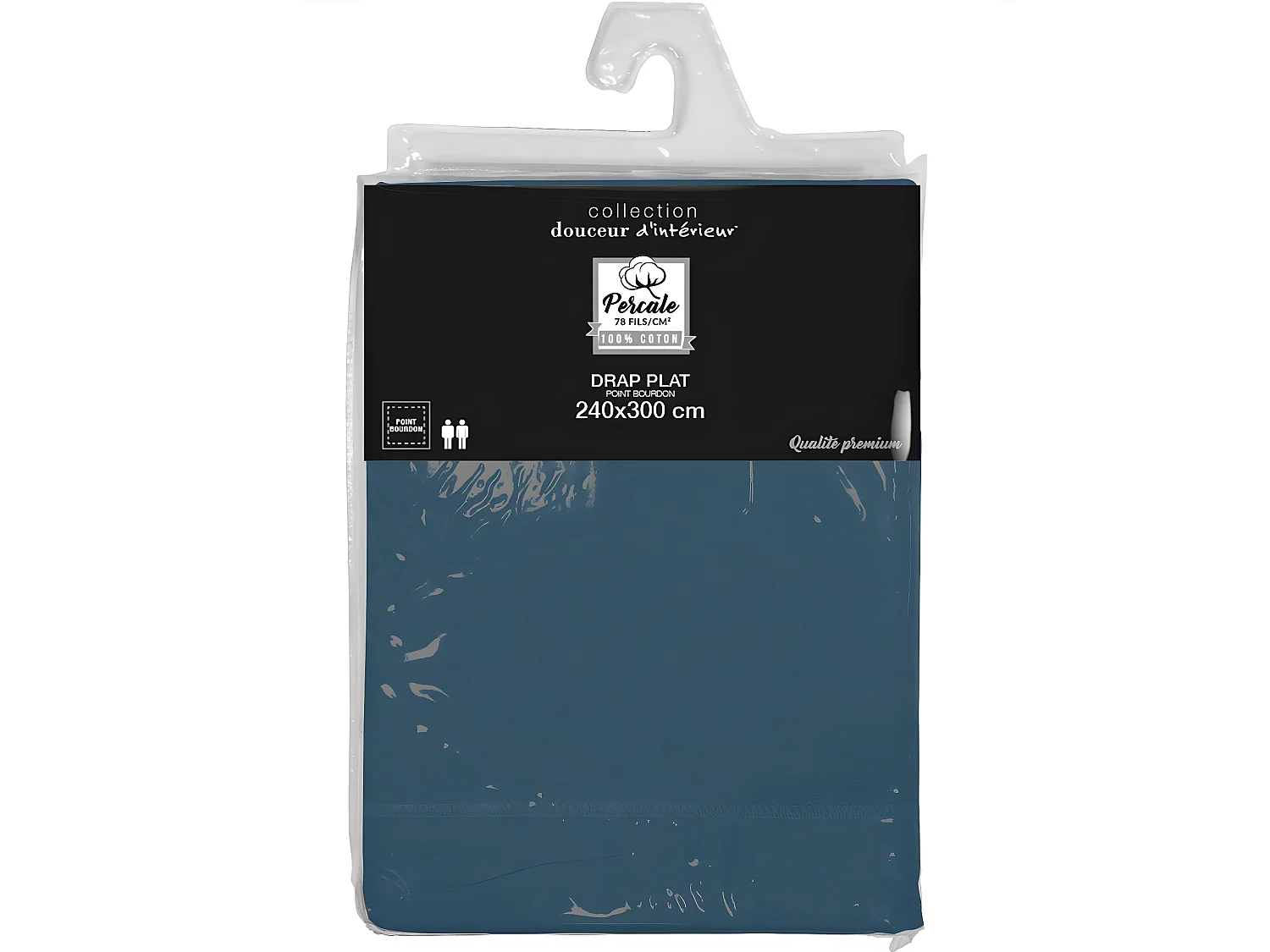 Drap Plat "Percaline" 240x300cm Bleu