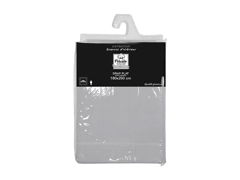 Drap Plat "Percaline" 180x290cm Gris