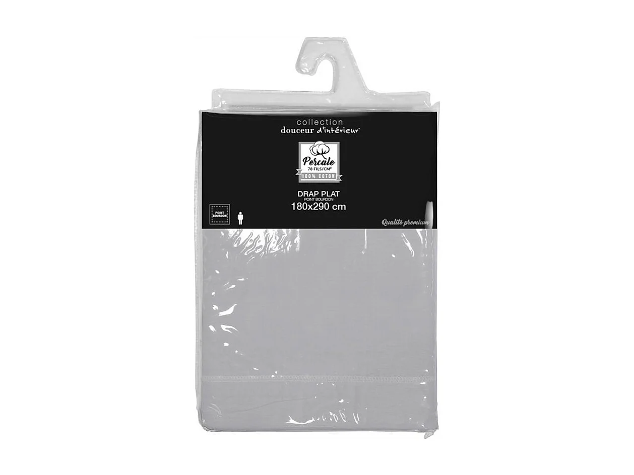 Drap Plat "Percaline" 180x290cm Gris