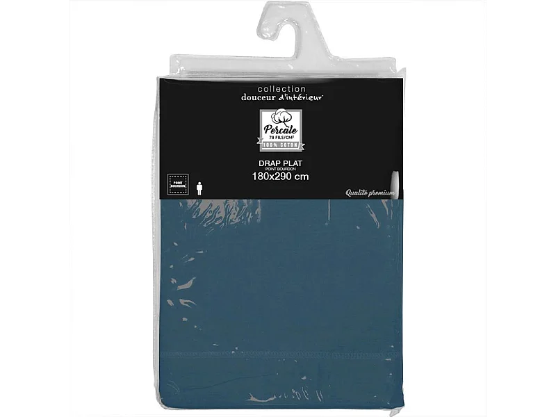 Drap Plat "Percaline" 180x290cm Bleu