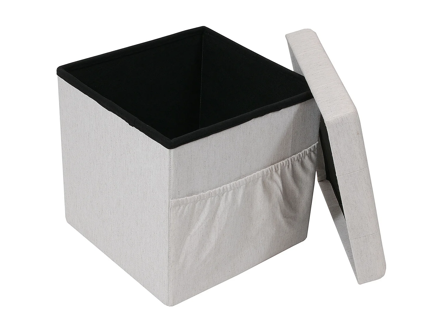 Coffre Pouf Pliable Tissu Beige