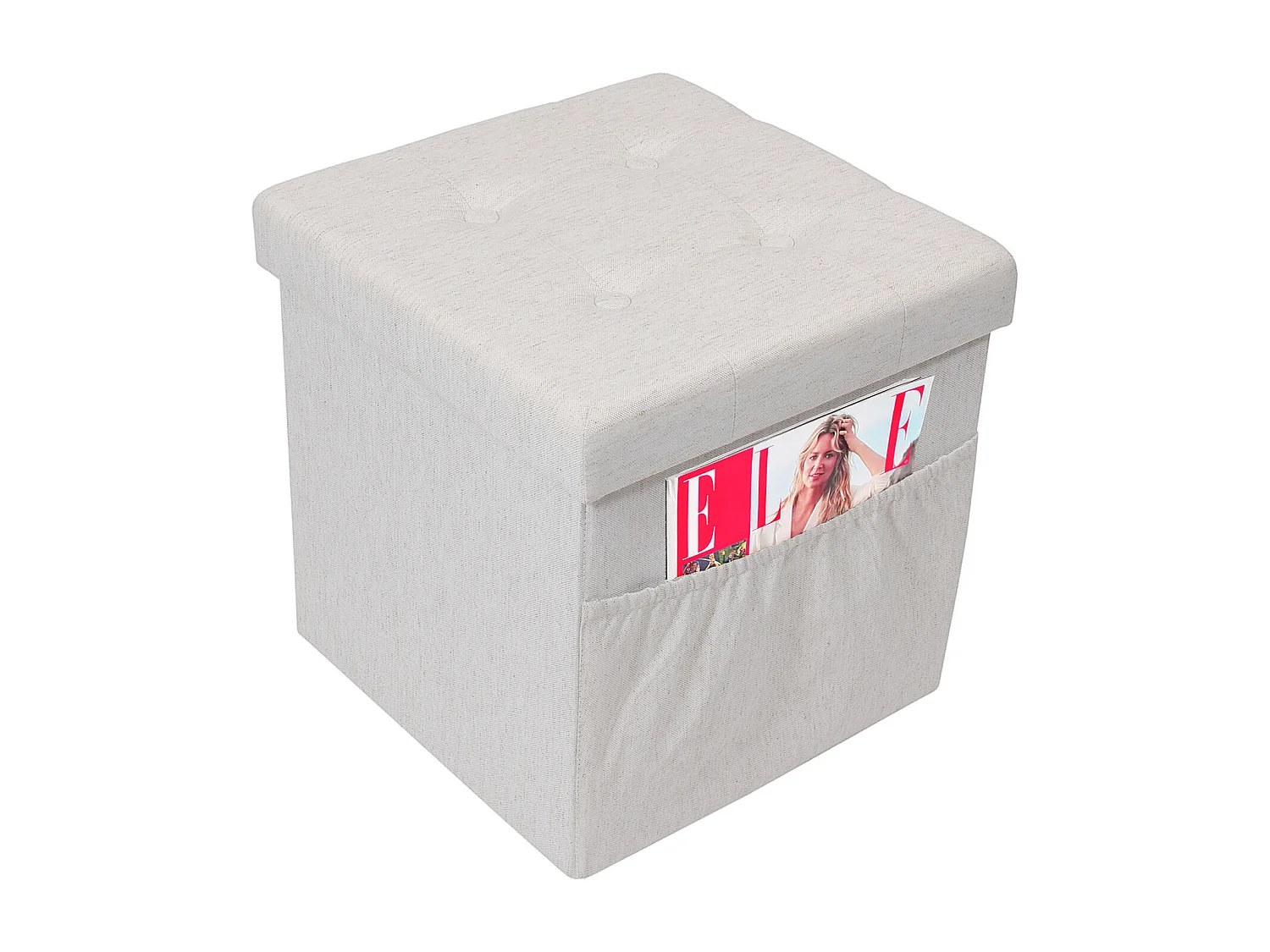 Coffre Pouf Pliable Tissu Beige