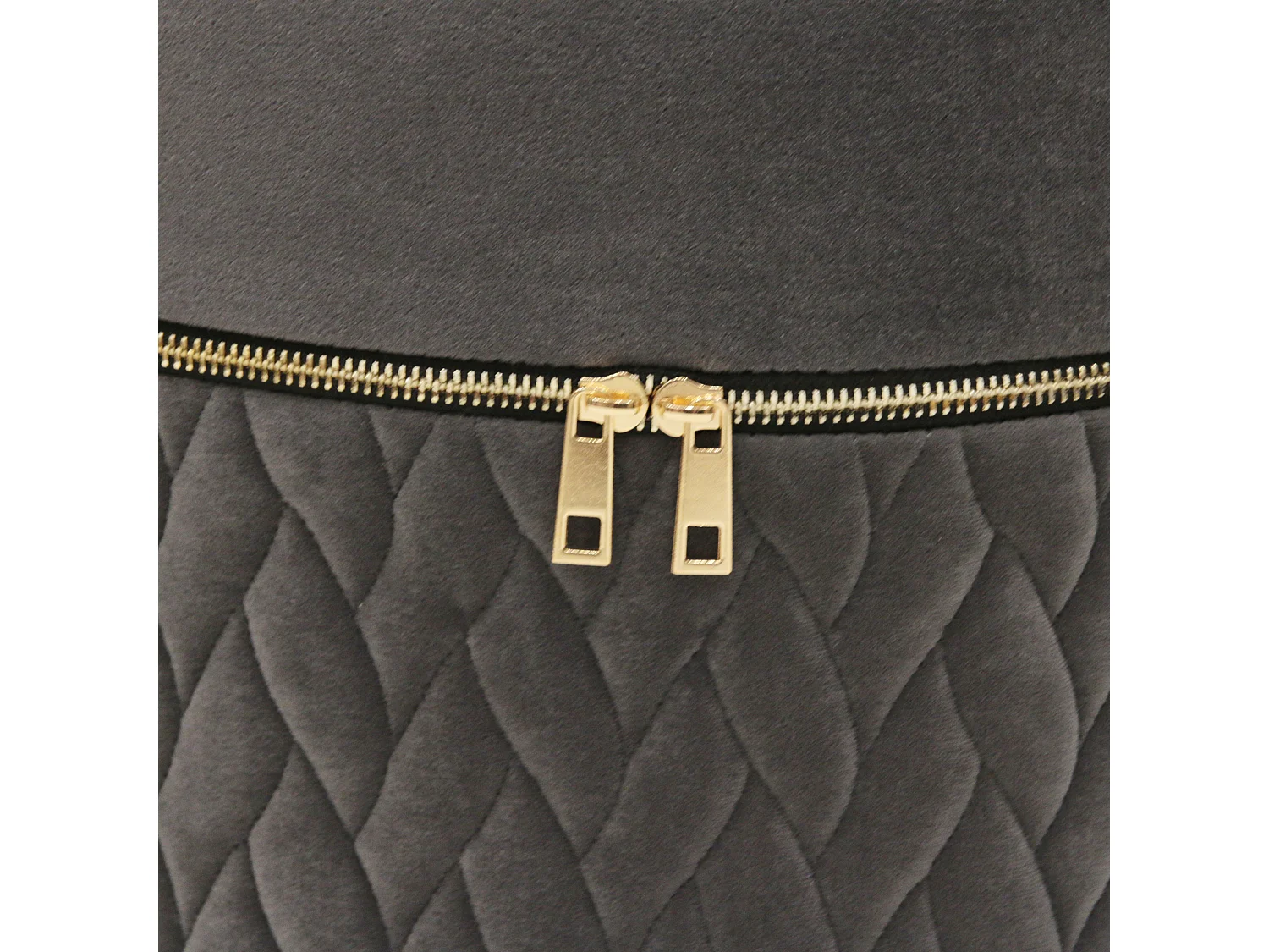 Pouf Velours Fermeture Eclair Gris