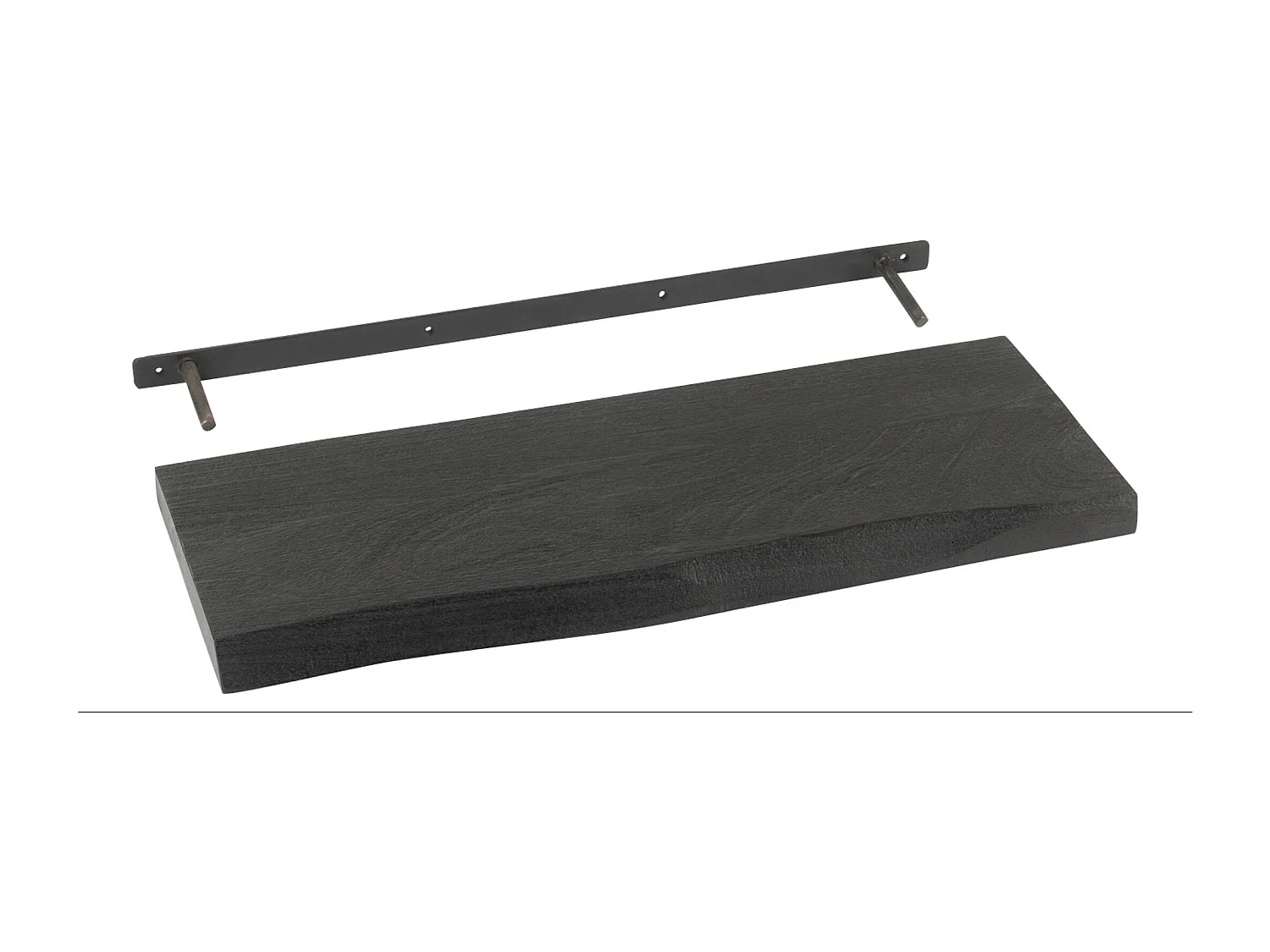 Estante de pared Boris de madera maciza negra L 70 cm