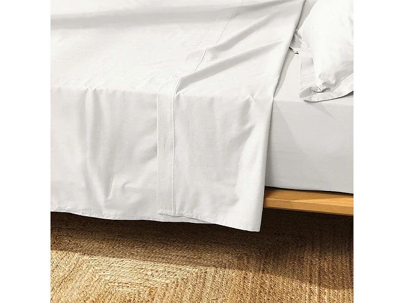 Drap Plat en Coton "Biolina" 240x300cm Blanc