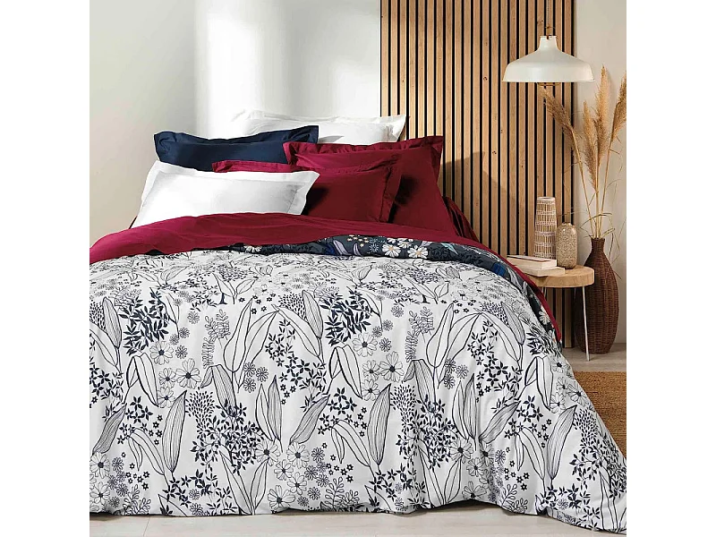 Drap Plat en Coton "Biolina" 180x290cm Bordeaux