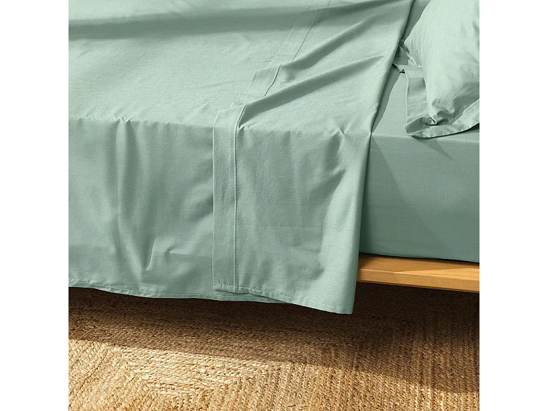 Drap Plat en Coton "Biolina" 180x290cm Sauge