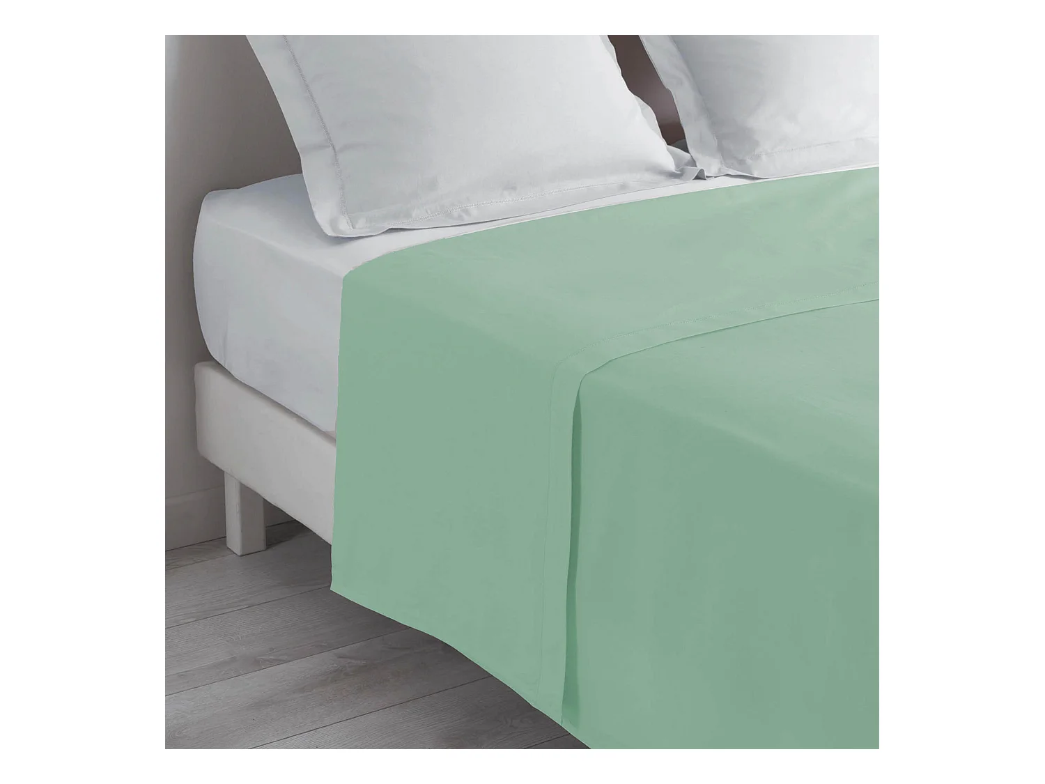 Drap Plat en Coton "Biolina" 180x290cm Sauge