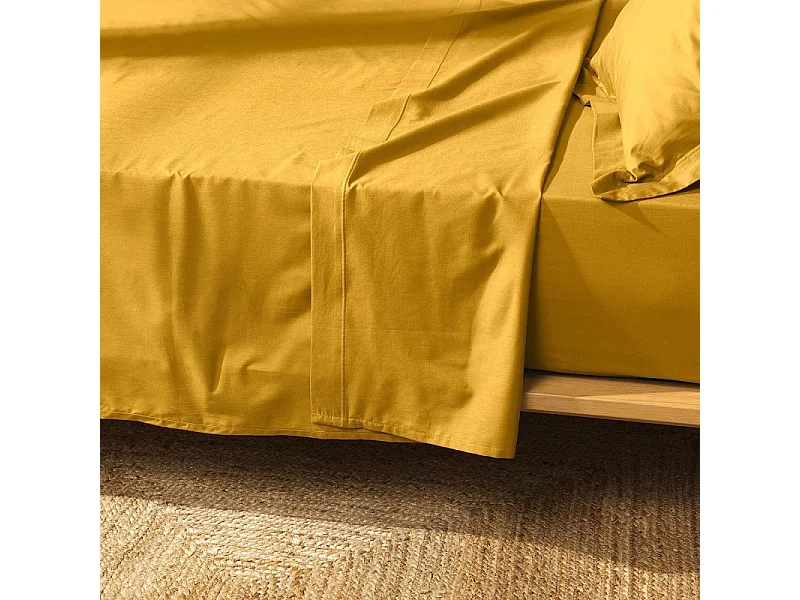 Drap Plat en Coton "Biolina" 240x300cm Ocre