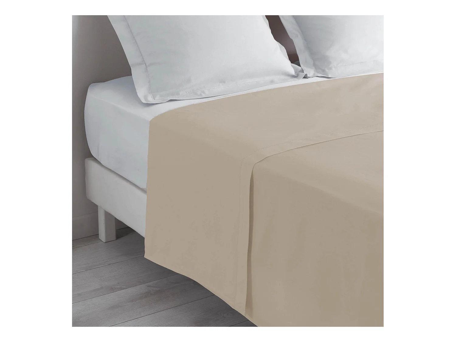 Drap Plat en Coton "Biolina" 180x290cm Taupe