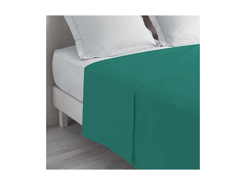 Drap Plat en Coton "Biolina" 180x290cm Émeraude