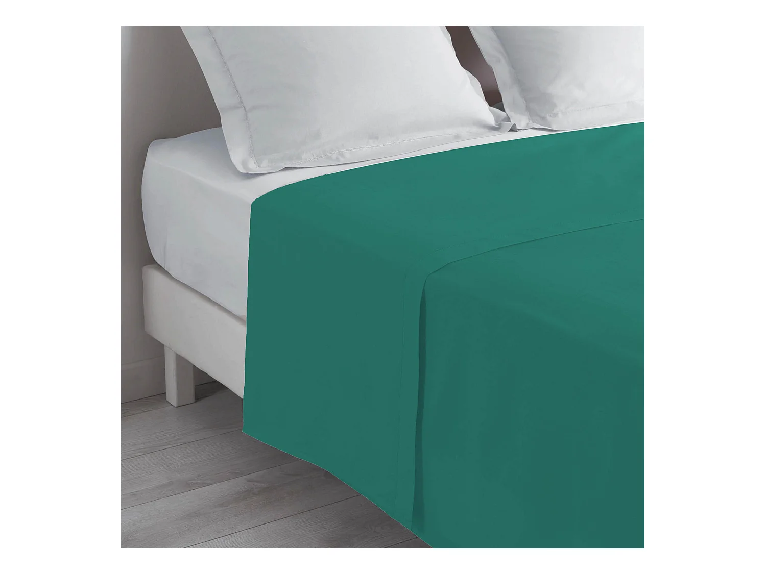 Drap Plat en Coton "Biolina" 180x290cm Émeraude