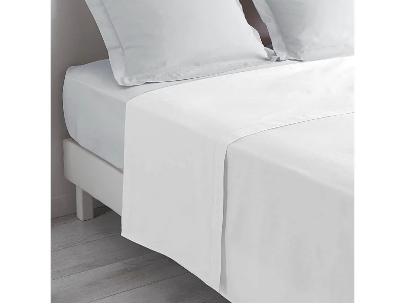 Drap Plat en Coton "Biolina" 180x290cm Blanc