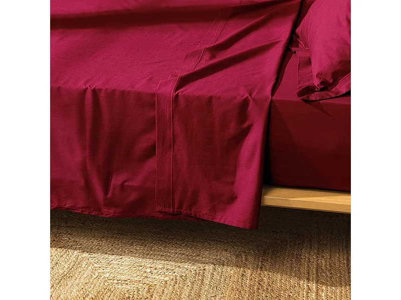 Drap Plat en Coton "Biolina" 240x300cm Bordeaux