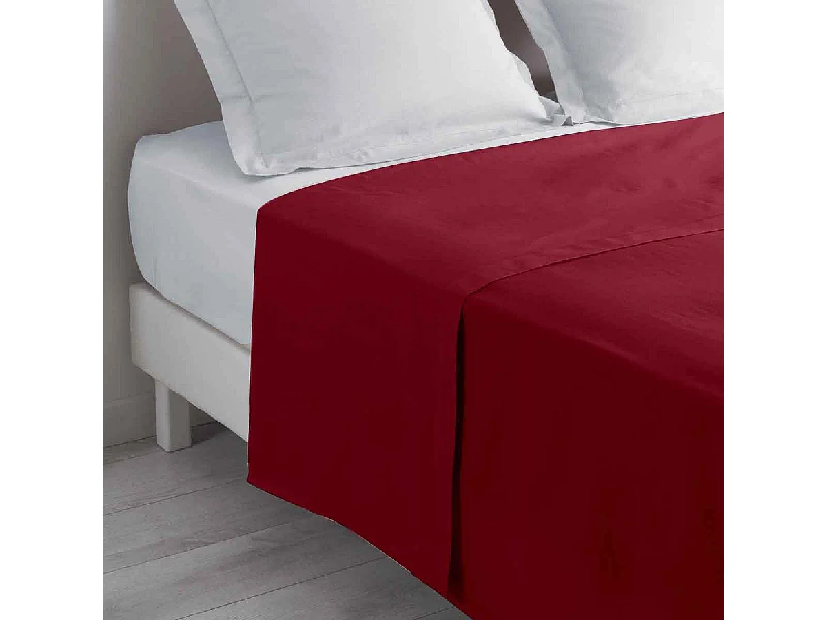 Drap Plat en Coton "Biolina" 240x300cm Bordeaux