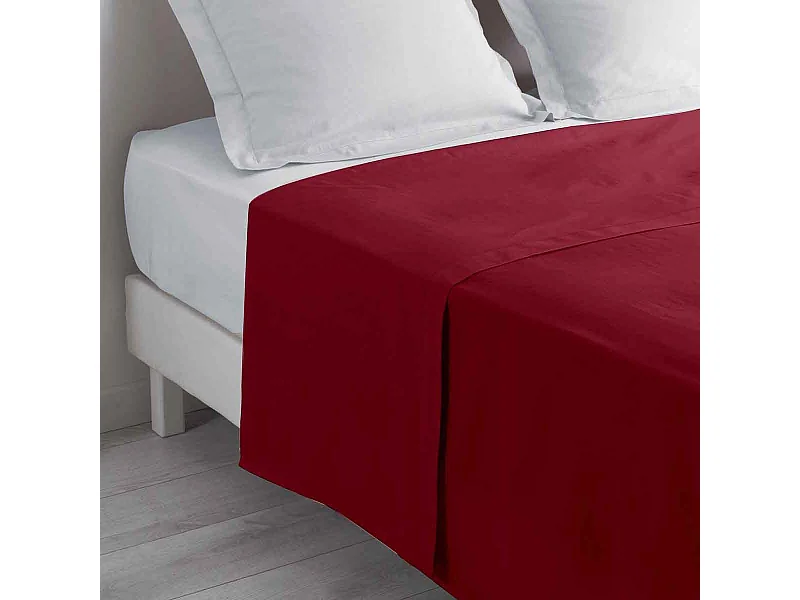 Drap Plat en Coton "Biolina" 240x300cm Bordeaux