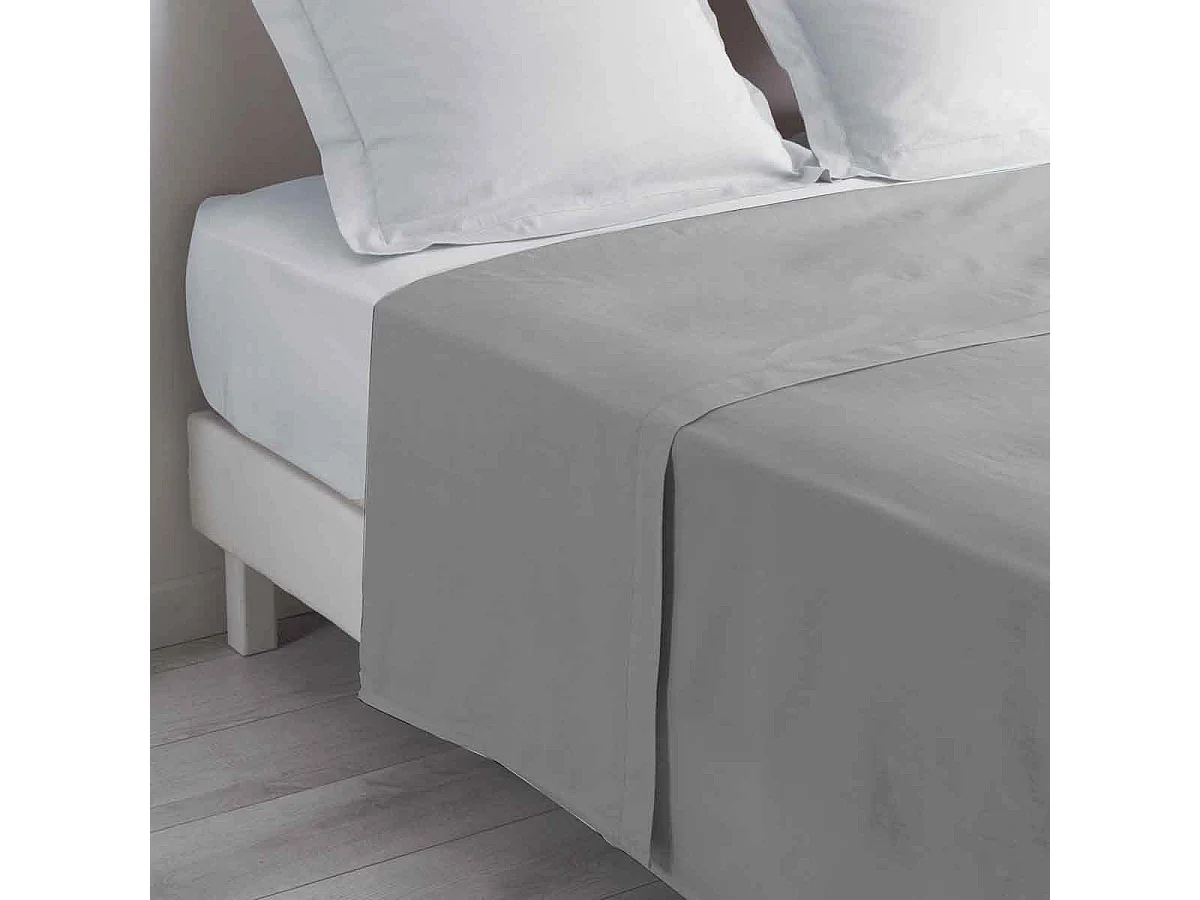 Drap Plat en Coton "Biolina" 240x300cm Gris