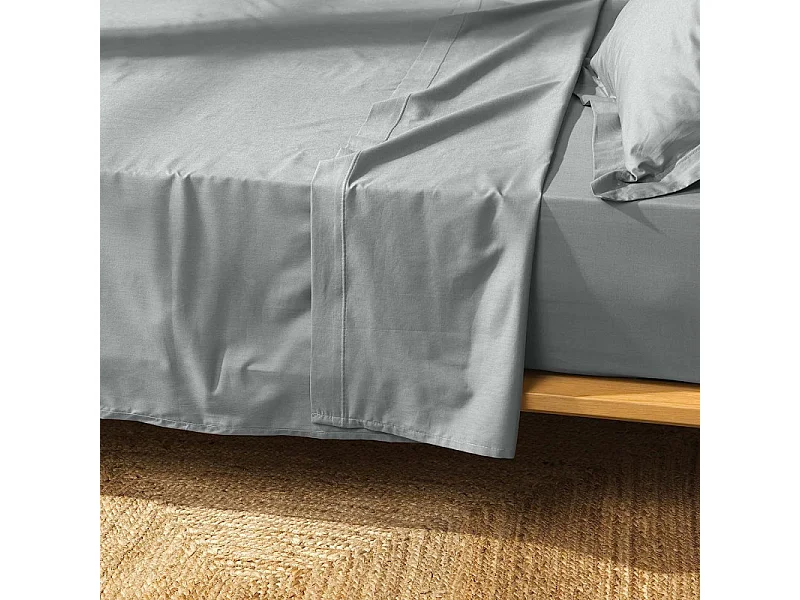 Drap Plat en Coton "Biolina" 180x290cm Gris