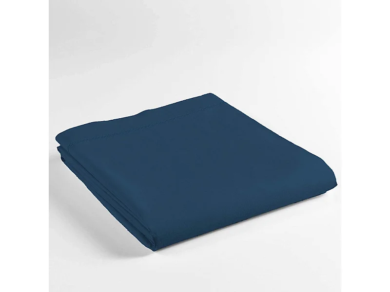 Drap Plat en Coton "Biolina" 180x290cm Bleu Nuit