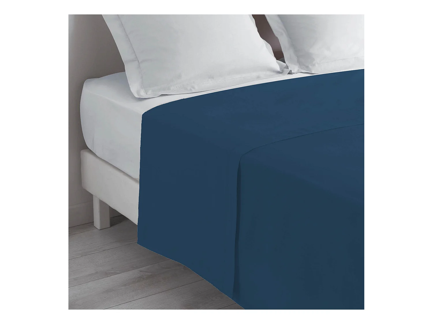 Drap Plat en Coton "Biolina" 180x290cm Bleu Nuit