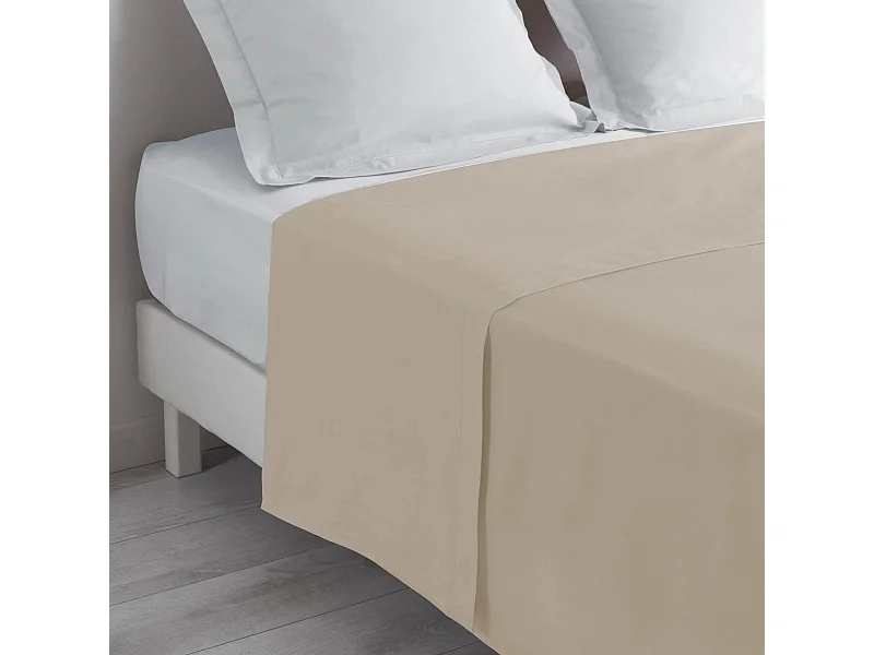 Drap Plat en Coton "Biolina" 240x300cm Taupe