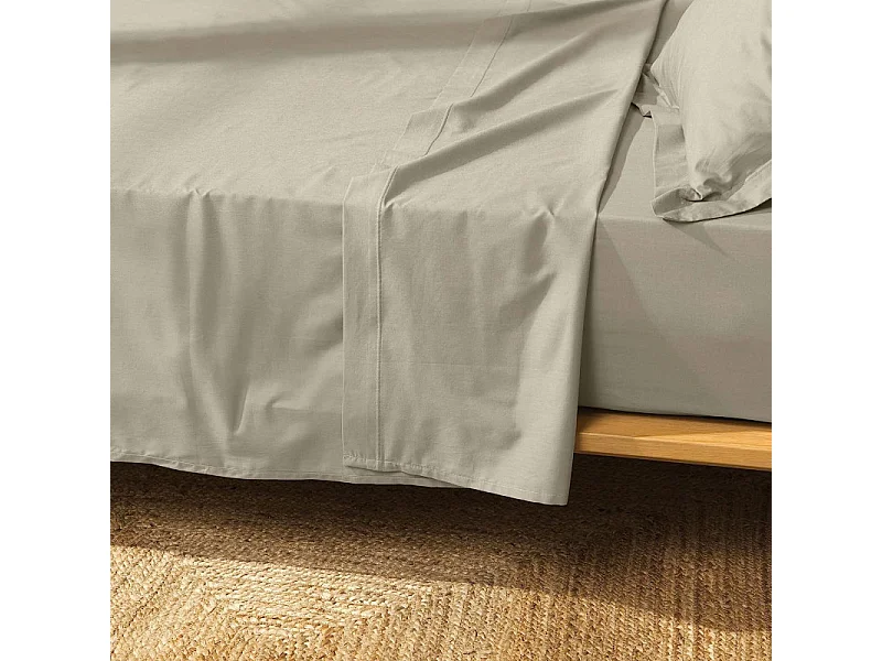 Drap Plat en Coton "Biolina" 240x300cm Taupe