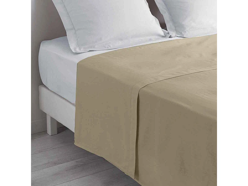 Drap Plat en Coton "Biolina" 240x300cm Taupe