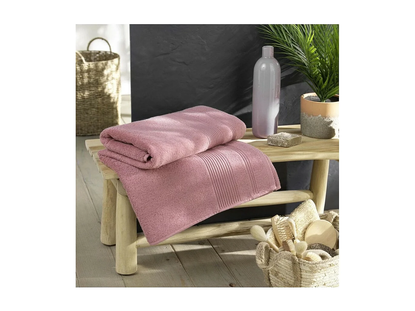 Drap de Bain "Tendresse" 90x150cm Bois de Rose