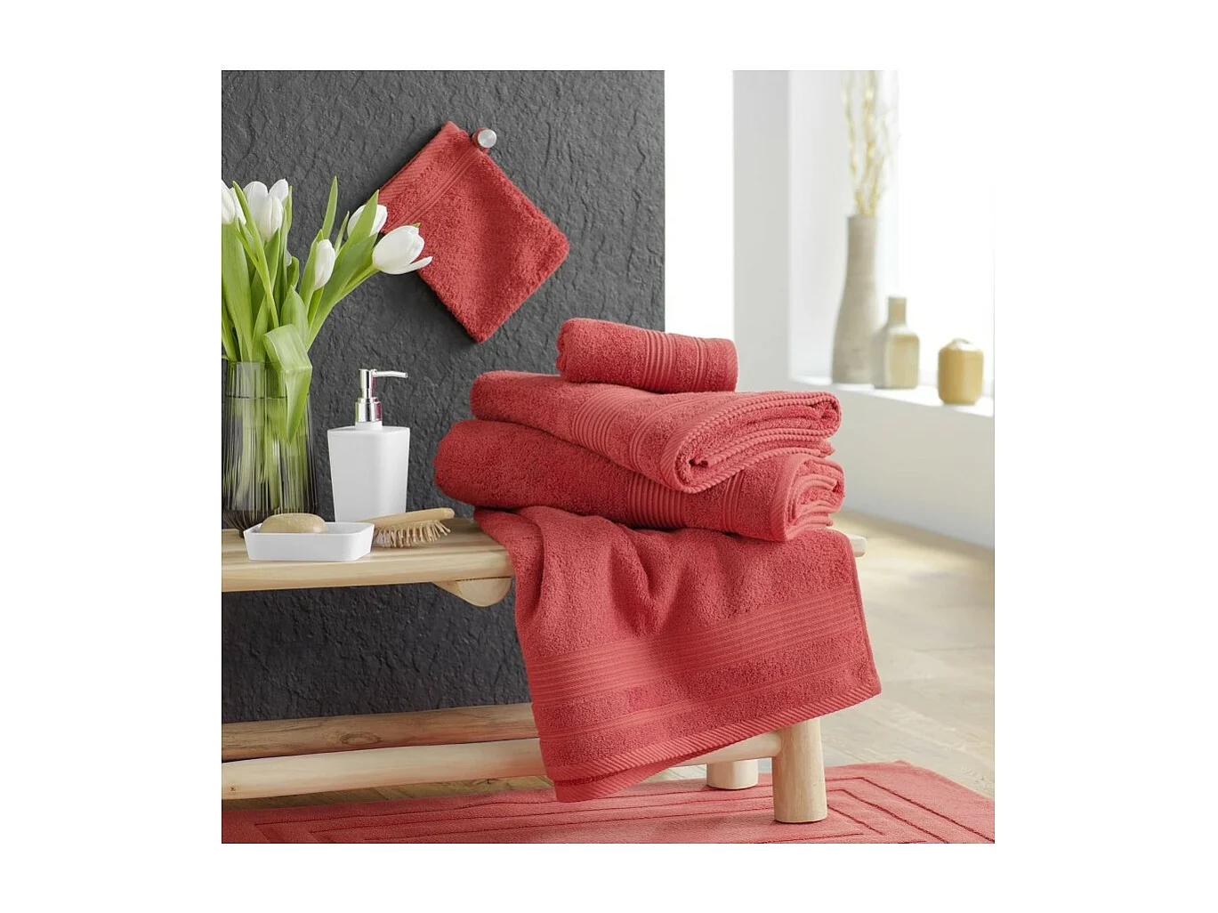 Drap de Bain "Tendresse" 90x150cm Terracotta