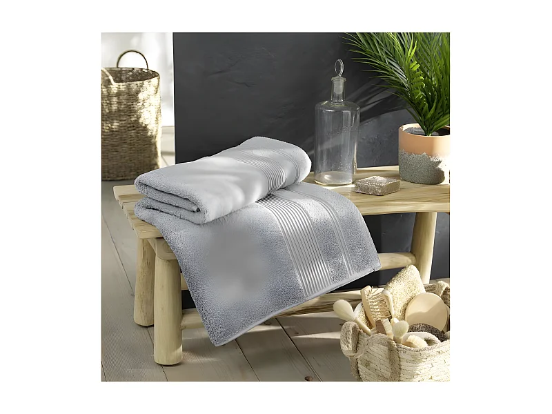 Drap de Bain "Tendresse" 90x150cm Gris Perle