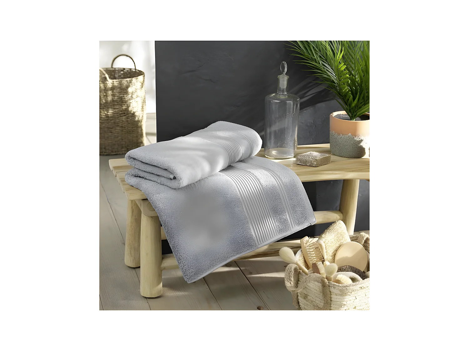Drap de Bain "Tendresse" 90x150cm Gris Perle