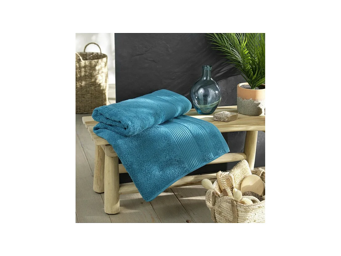 Drap de Bain "Tendresse" 90x150cm Bleu Paon
