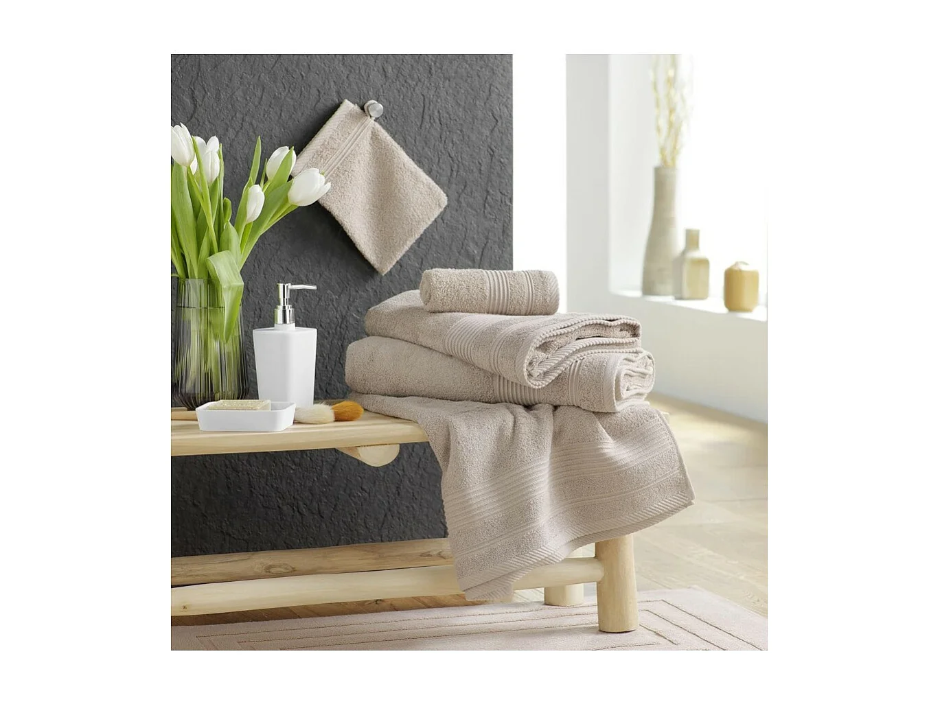 Drap de Bain "Tendresse" 90x150cm Taupe