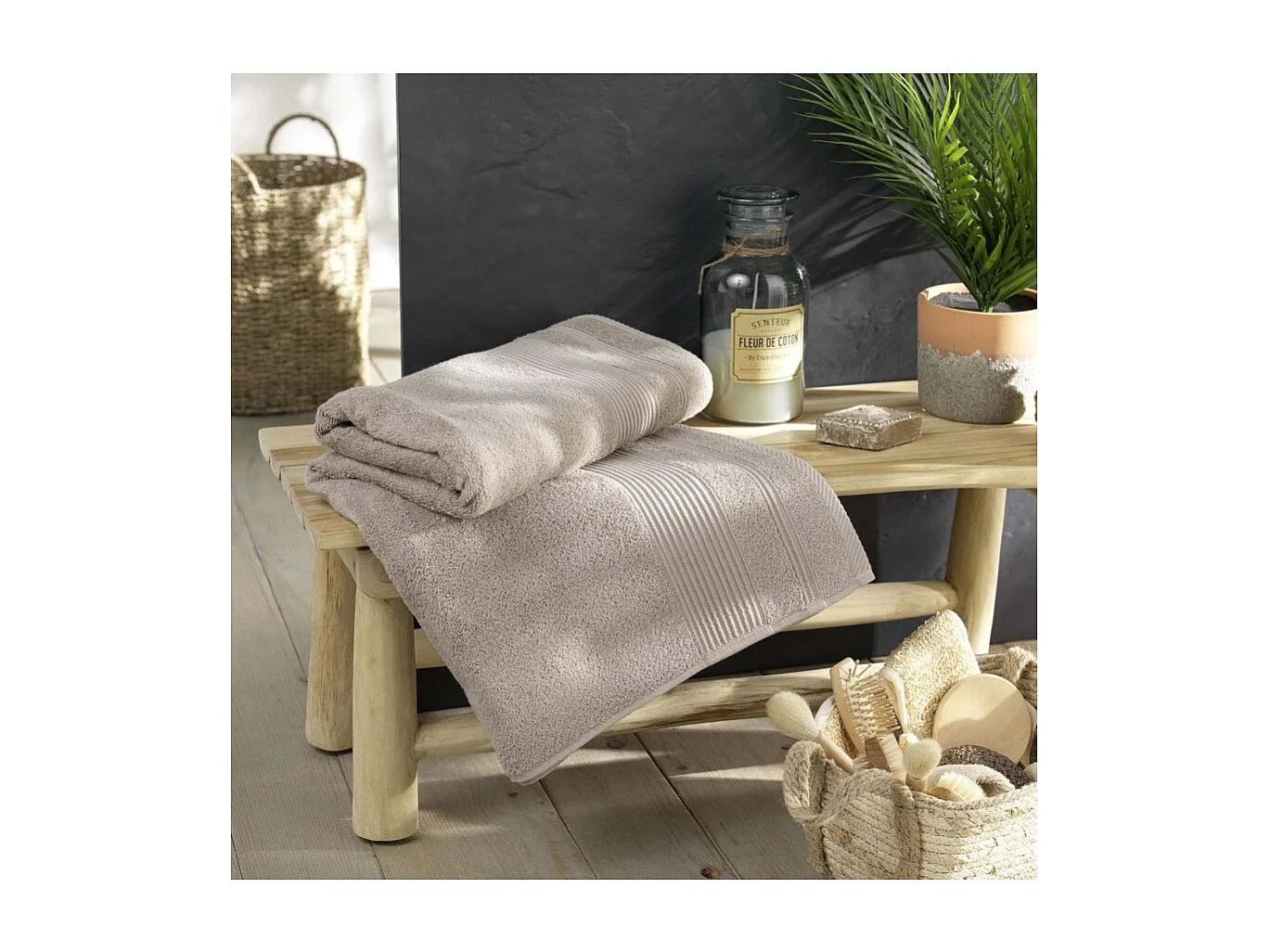 Drap de Bain "Tendresse" 90x150cm Taupe