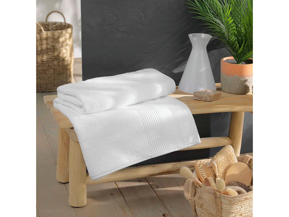 Drap de Bain "Tendresse" 90x150cm Blanc