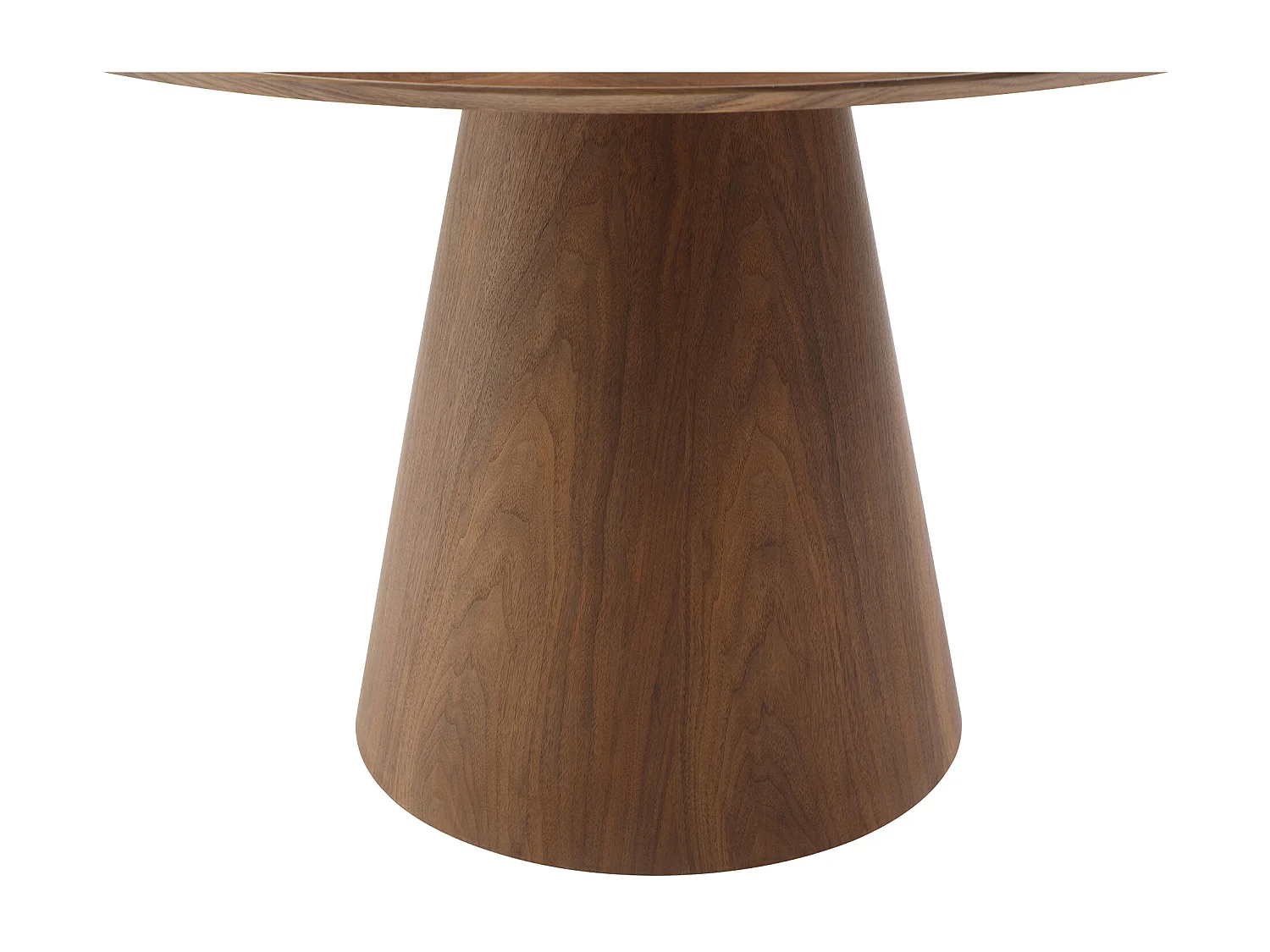 Table à manger ronde 4 personnes placage noyer - Naturel foncé - ANTALIZA