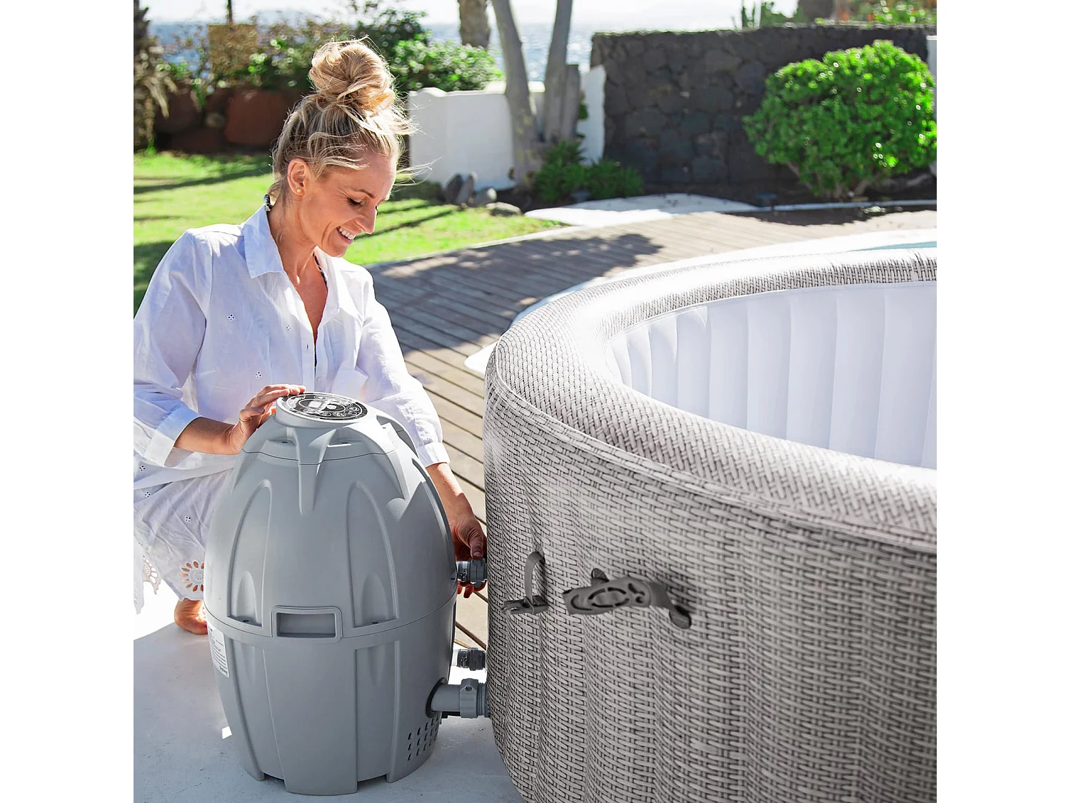 Spa Hinchable Bestway Lay-Z-Spa Cancún 180x66 cm para 2-4 Personas con Airjet y Cobertor