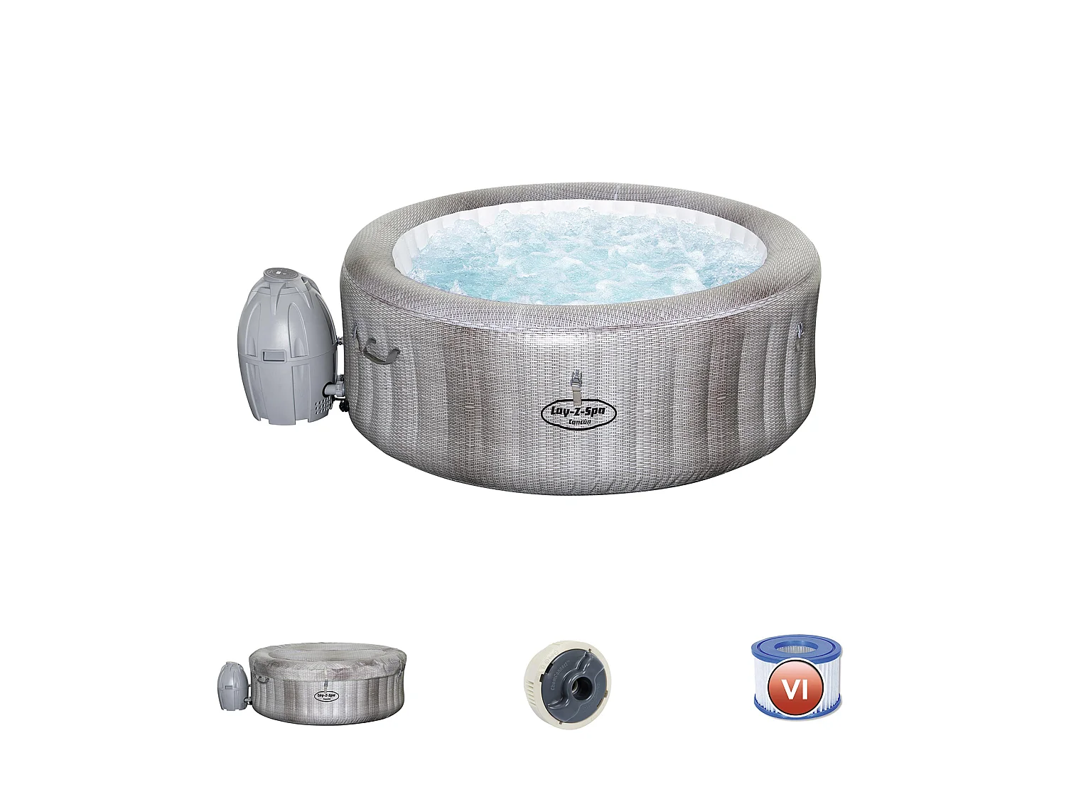 Piscina Idromassaggio Gonfiabile Bestway Lay-Z-Spa Cancún 180x66 cm para 2-4 Persone con Airjet e Copertura
