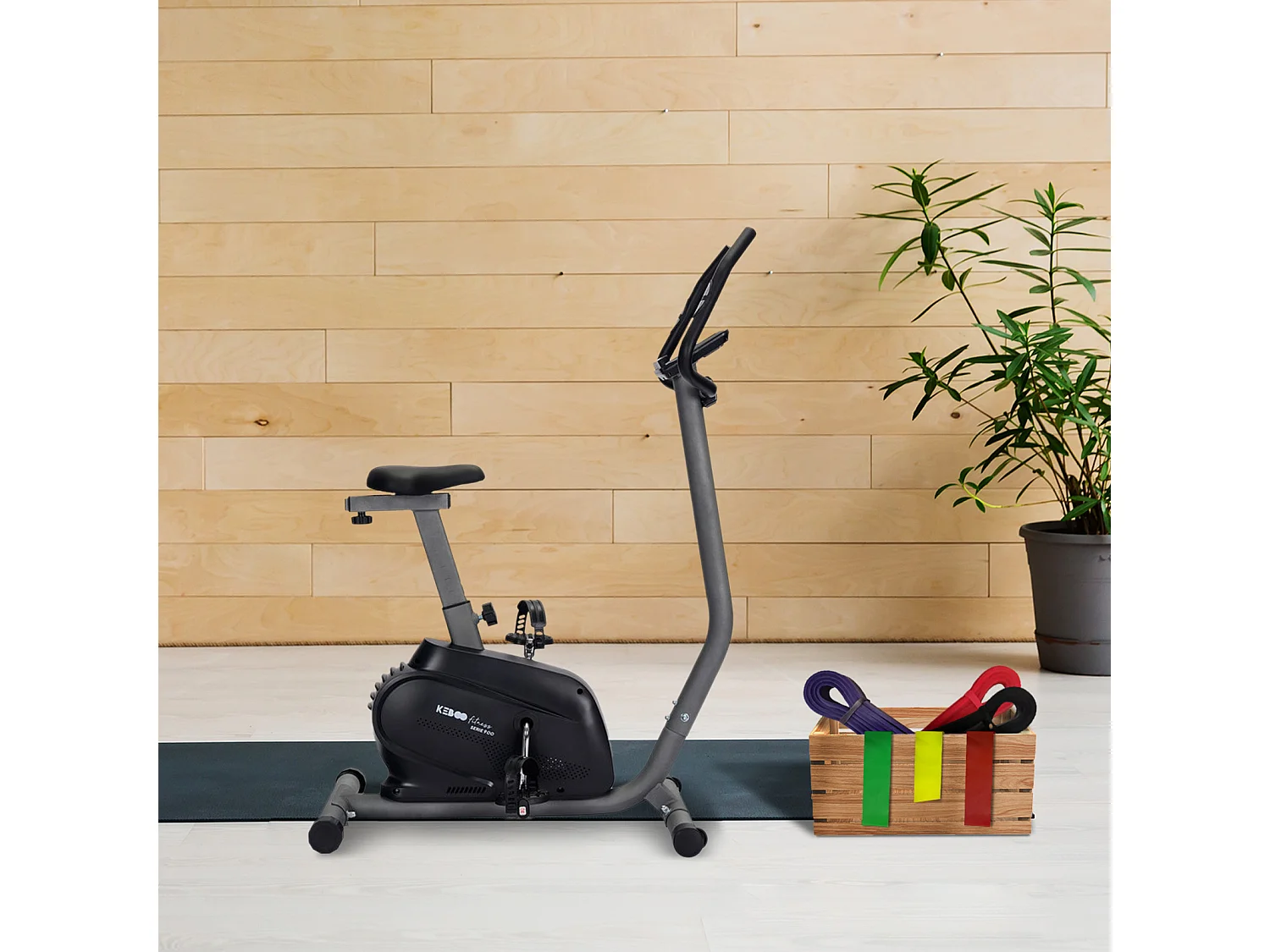 Pack Bicicleta Estática Keboo Serie 900 98x51x132 cm 16 Velocidades y 6 Bandas Elásticas Diferentes Niveles Entrenamiento