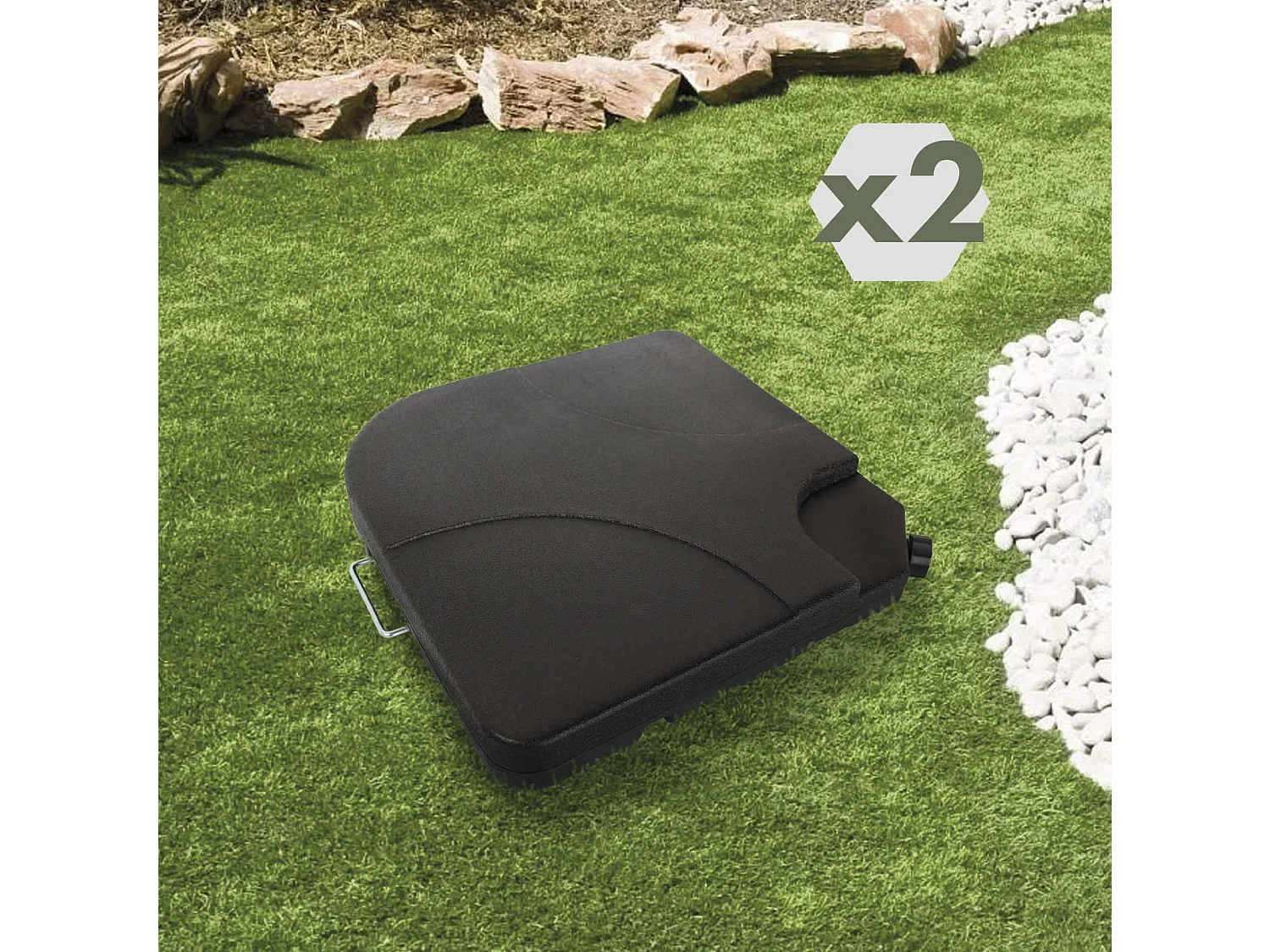 Conjunto 2 Bases de Parasol Chillvert  50x50x6 cm Fabricado en Resina de Alta Calidad y Resistencia Color Negro