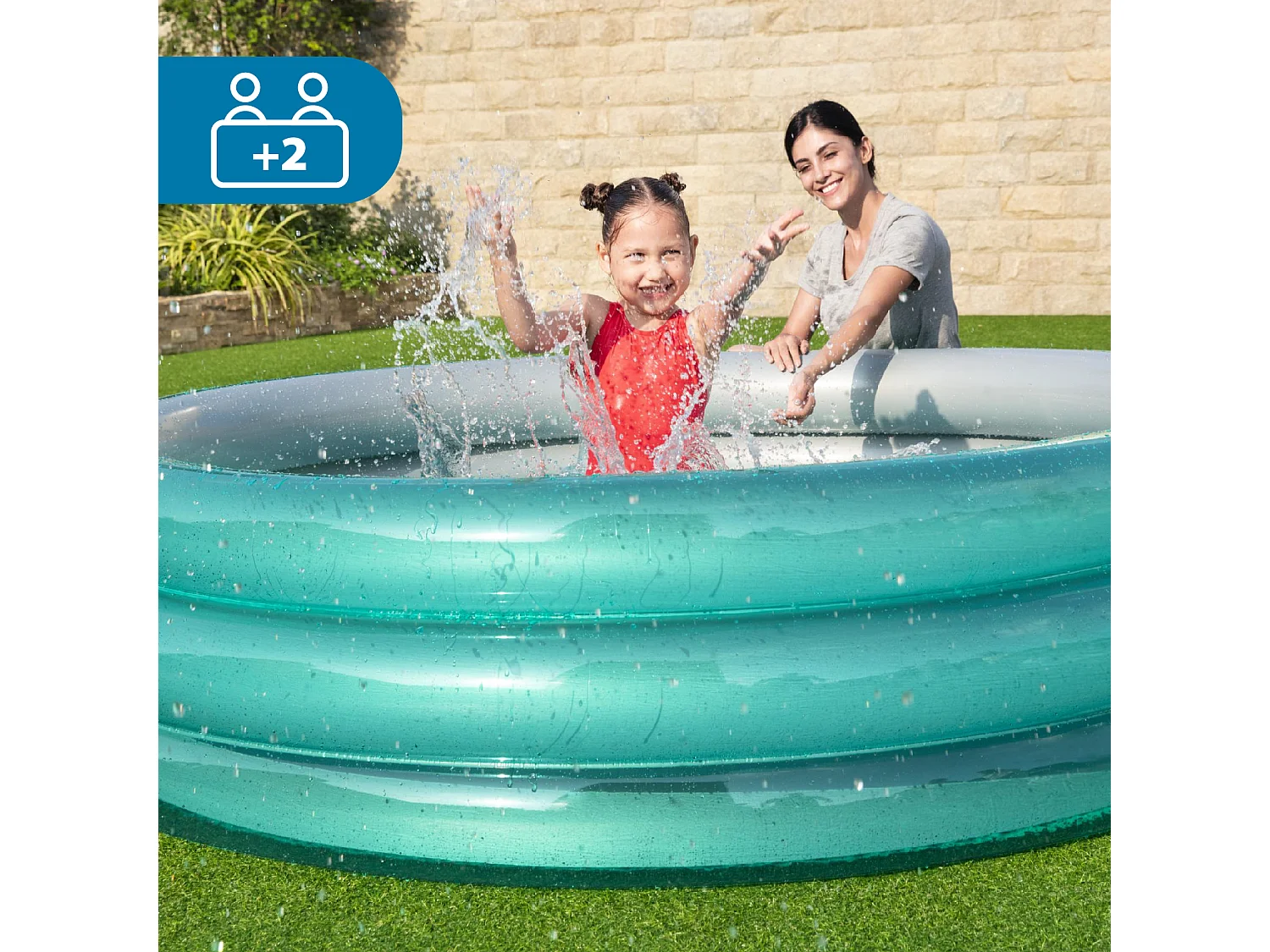 Piscina Hinchable para Niños Bestway Play Pool 201x53 cm con 3 Anillos Hinchables Color Azul Metálico para Niños +6 Años