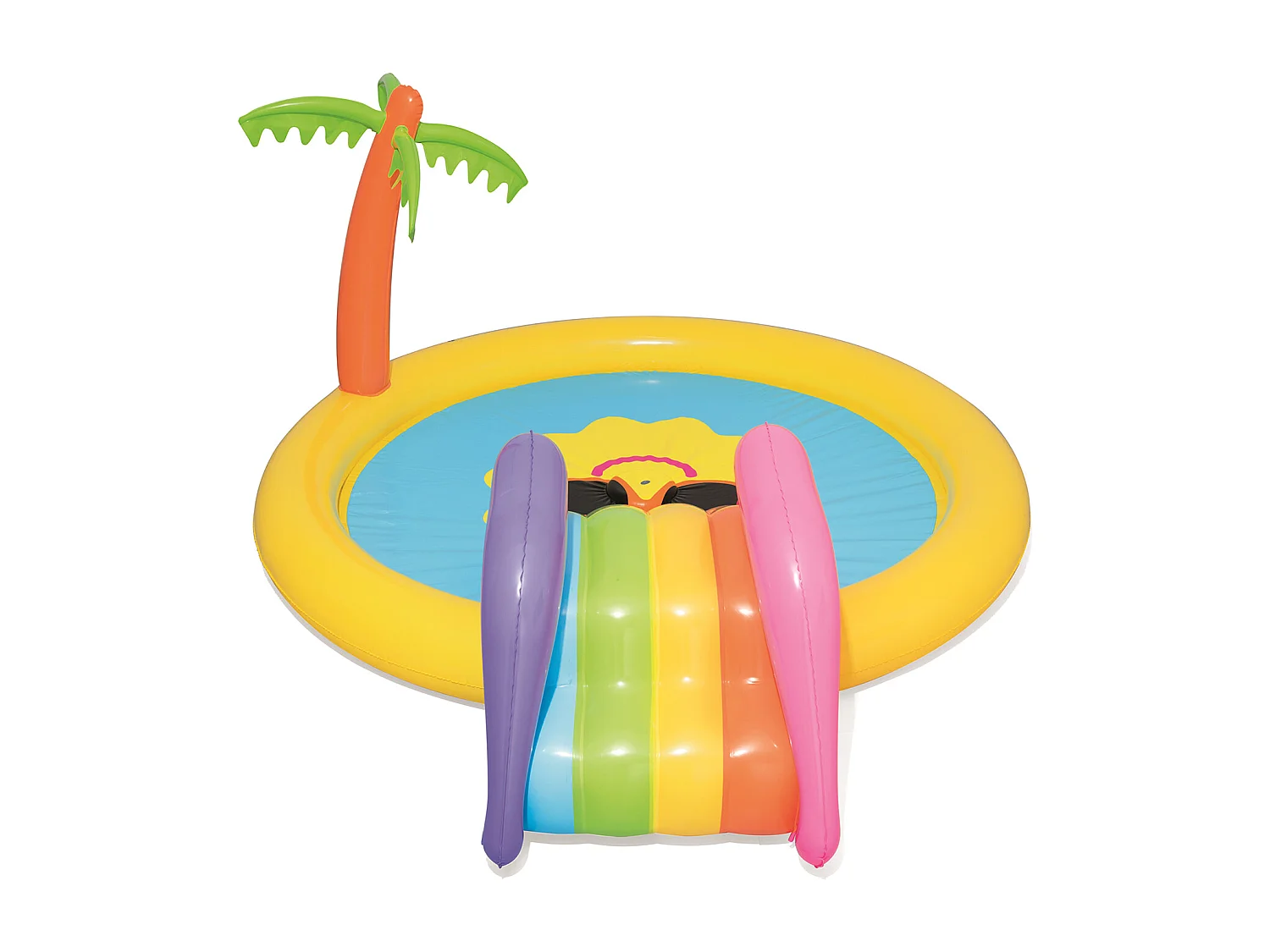 Piscina Hinchable Autoportante Infantil Bestway 262x157x46 cm Tobogán y Palmera Diseño Sunnyland Splash Play Edad Mayores de 2 Años