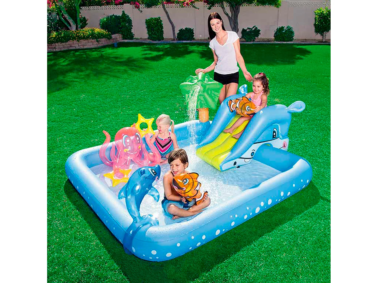 Piscine Gonflable pour Enfants Bestway Aquarium 239x206x86 cm Avec Toboggan