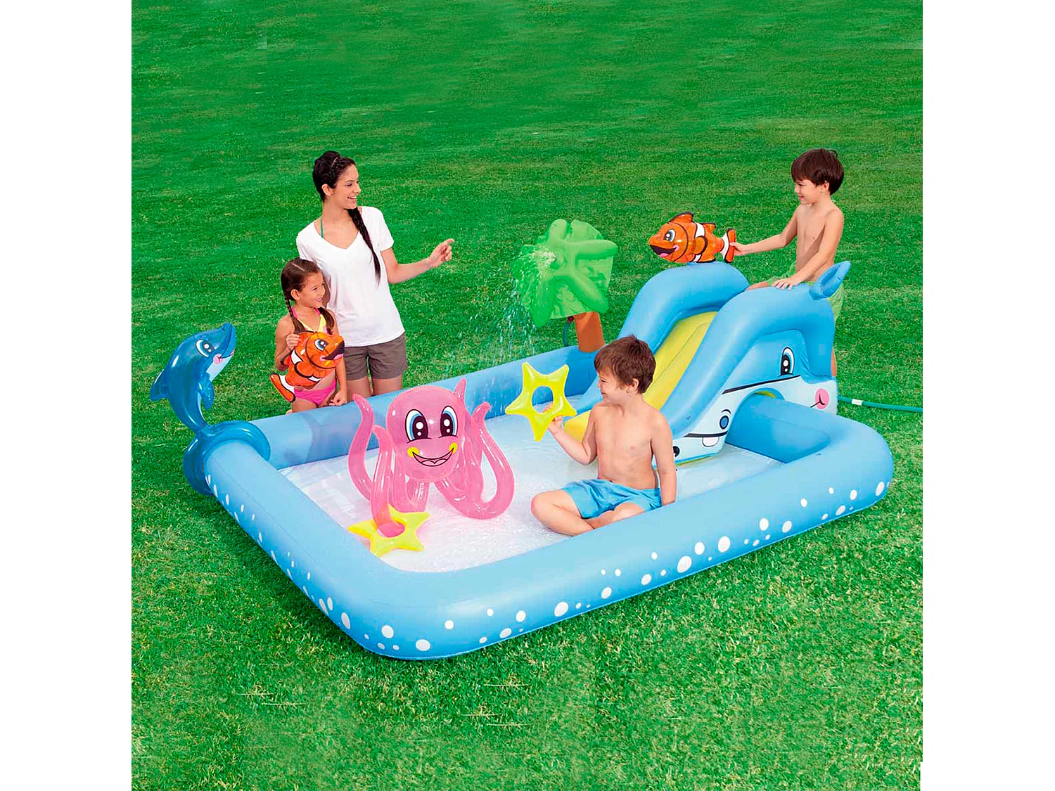 Piscine Gonflable pour Enfants Bestway Aquarium 239x206x86 cm Avec Toboggan