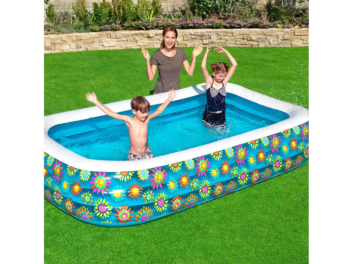 Piscine Gonflable Pour Enfants Bestway Rectangulaire Fleurs 305x183x56 cm