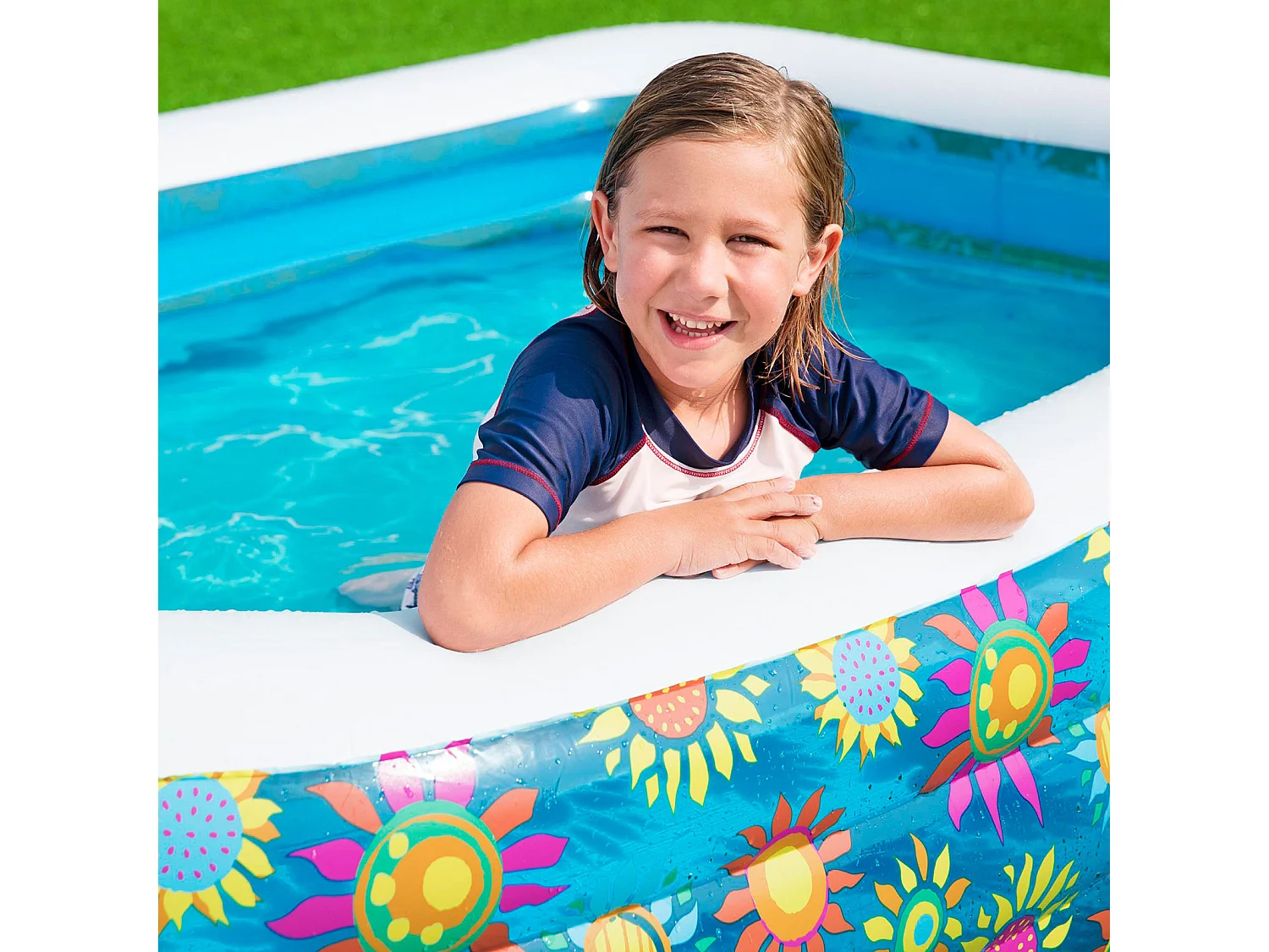 Piscine Gonflable Pour Enfants Bestway Rectangulaire Fleurs 305x183x56 cm