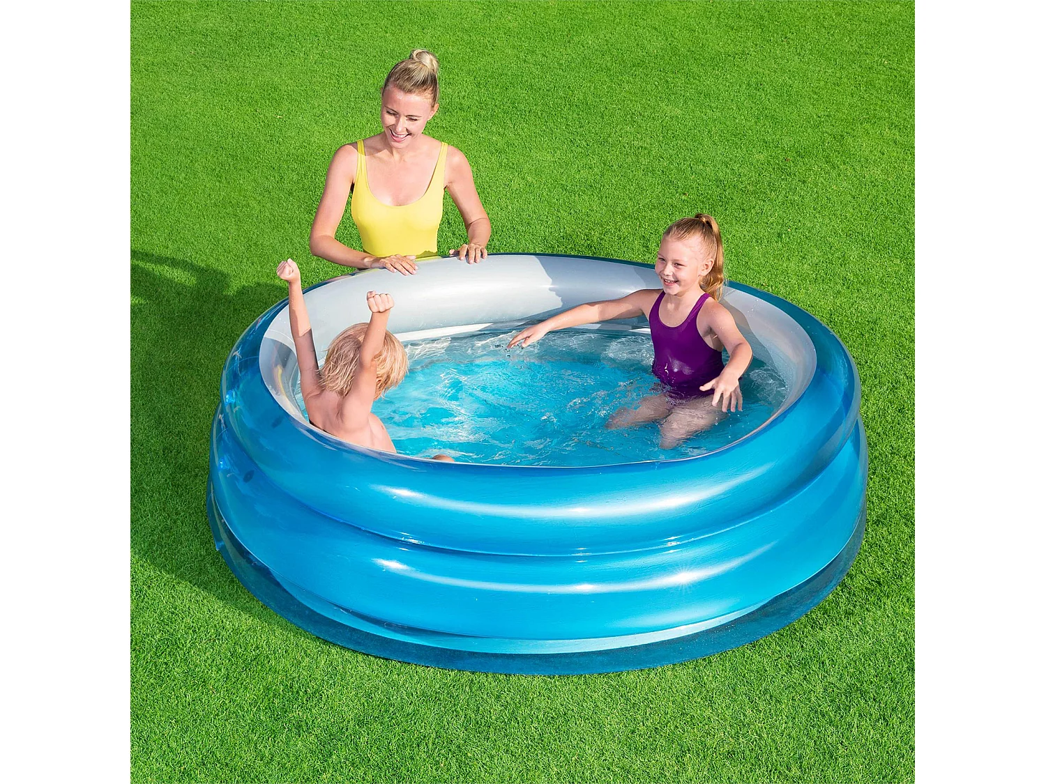 Piscina Hinchable Autoportante Infantil Bestway 170×53 cm Diseño Big Metallic 3-Ring Pool Edad Mayores de 6 Años