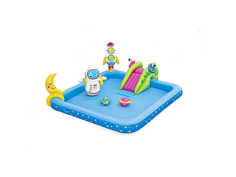 Piscina Hinchable Autoportante Infantil Bestway 228x206x84 cm Tobogán, Cohete y Luna Diseño Pequeño Astronauta Edad Mayores de 2 Años