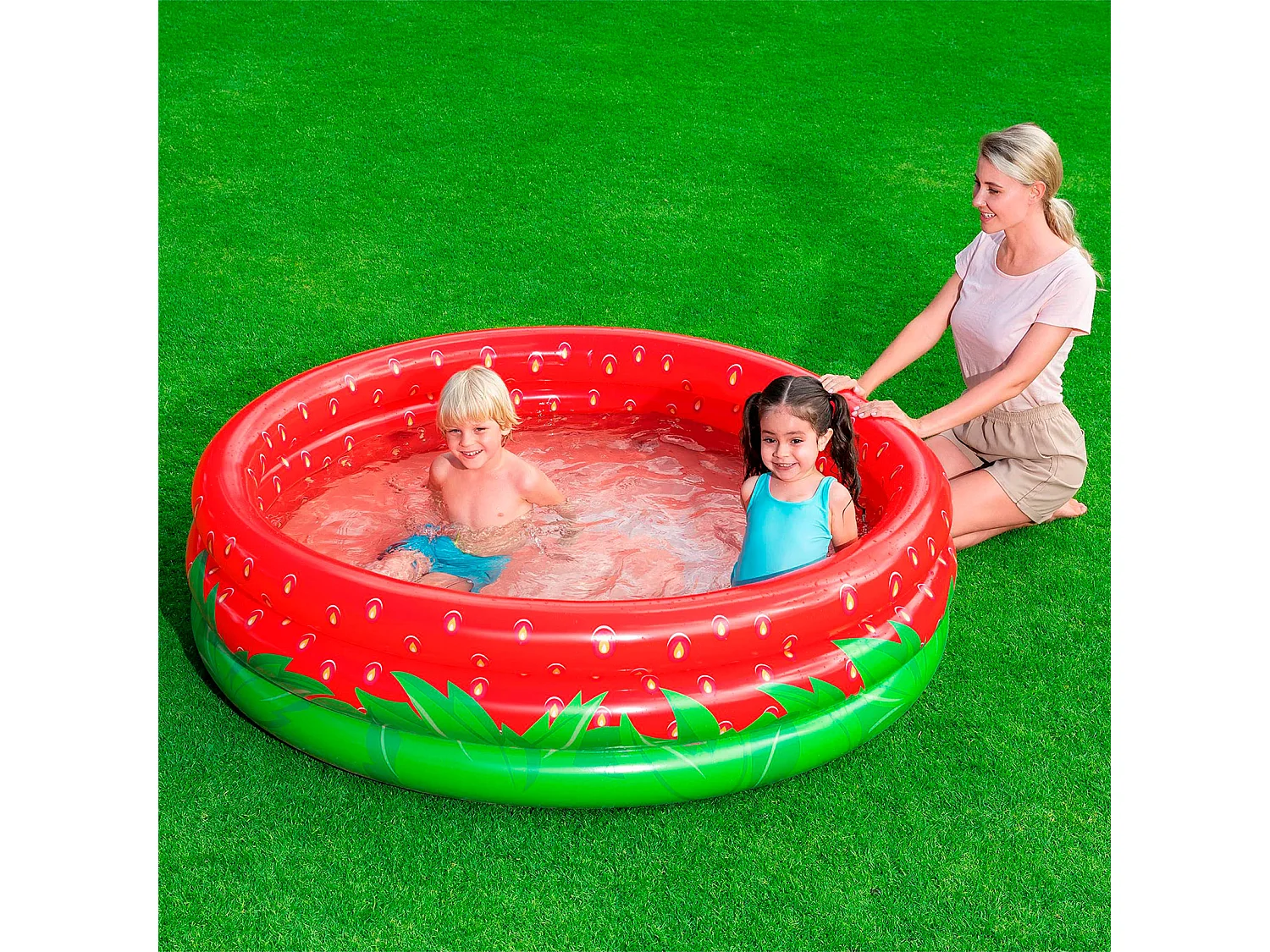 Piscina Hinchable Autoportante Infantil Bestway 160x38 cm Diseño Fresa Rápida Instalación Mayores de 2 Años